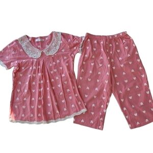 Pink Children's pajama set with Minnie/Mickey mouse and hearts
